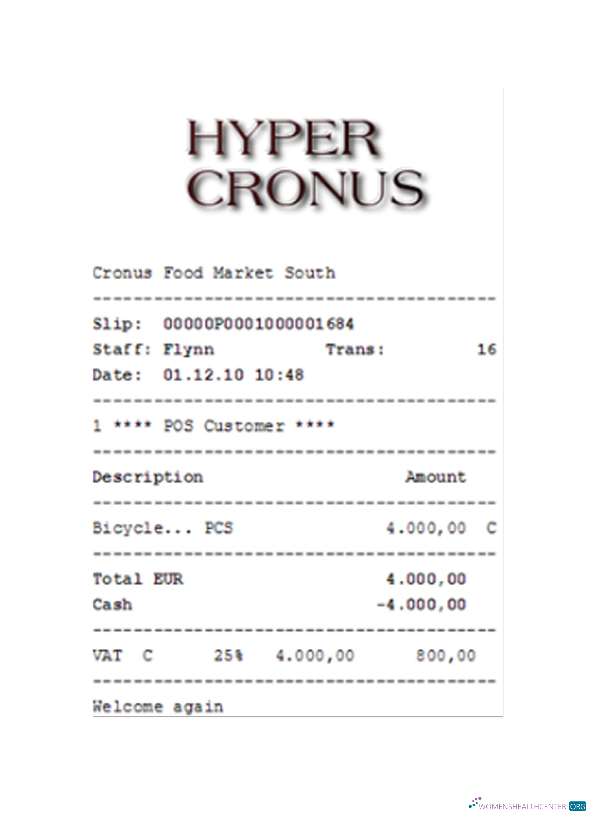 Download HYPER CRONUS payment receipt Photoshop template